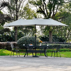Chapéu de Sol Duplo de Jardim com 48 Luzes LED Solar 450x265x240cm Cha
