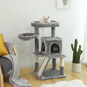 Arranhador para gatos com tábua de arranhar 48 x 48 x 96 cm cinzento claro