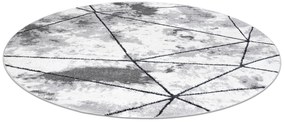 Tapete moderno COZY Polygons Circulo, geométrico, triângulos - Structural dois níveis de lã cinzento