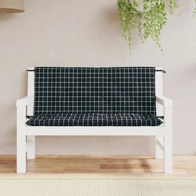 vidaXL Almofadões p/ banco jardim 2 pcs 120x50x7cm tecido xadrez preto