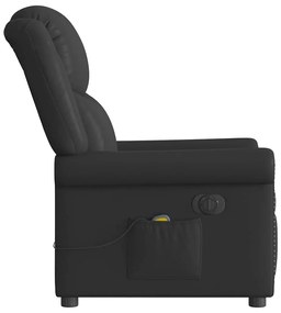 Poltrona massagens reclinável elétrica couro artificial preto