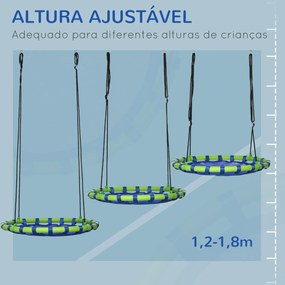 Outsunny Baloiço Infantil Ninho com Altura Ajustável Baloiço Redondo p