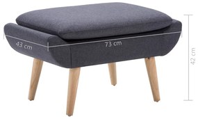 Apoio de pés estofos de tecido 73x43x42 cm cinzento escuro