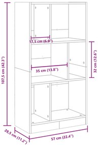 Estante 57x28,5x107,5 cm derivados de madeira cinzento sonoma