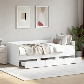 Sofá-cama c/ gavetas 100x200 cm derivados de madeira branco