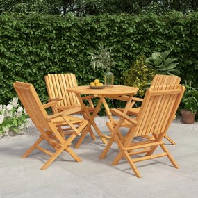 vidaXL 5 pcs conjunto de jantar p/ jardim madeira de teca maciça