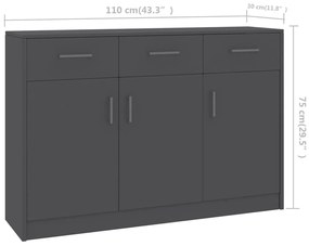 Aparador 110x30x75 cm contraplacado cinzento