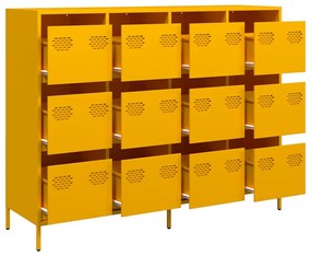 Aparador 135x39x103,5 cm aço laminado a frio amarelo mostarda
