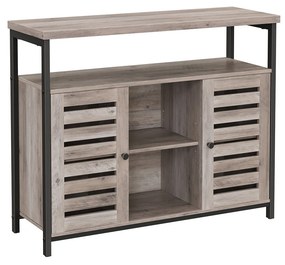 Armário de chão com portas venezianas e prateleiras | VASAGLE | 35 x 80 x 100 cm | preto | LSC079B02.