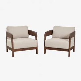 Pack De 2 Poltronas Em Madeira De Acácia Uleno Castanho-acácia Escuro - Sklum