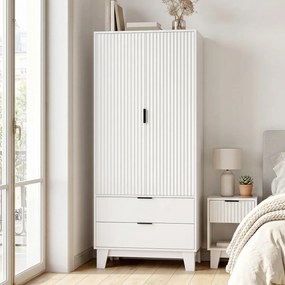 Roupeiro de Quarto, 80 x 50 x 180 cm, Fecho Suave, Branco