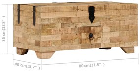 Mesa de centro madeira de mangueira maciça 80x40x35 cm