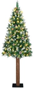 vidaXL Árvore de Natal Slim com 300 LEDs com suporte Verde 210 cm