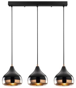 Candeeiro de Teto Yildo – Preto e Cobre – 67 x 17 cm