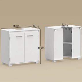 Móvel de Casa de Banho Moderno e Independente para Lavatório (NÃO INCLUIDO) com Recorte em U e Prateleira Ajustável, Branco