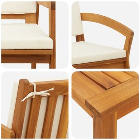 Conjunto de Bistro de 4 Peças com Almofadas em Madeira de Acácia