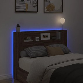 Armário cabeceira luzes LED 140x16,5x103,5 cm carvalho castanho