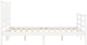 Estrutura de cama com cabeceira 140x200cm madeira maciça branco