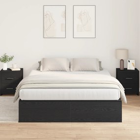 Cama com Armazenamento vidaXL Preto Carvalho 140x190 cm