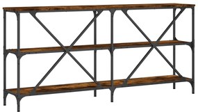 Mesa consola 160x30x75 cm deriv. madeira/ferro carvalho fumado