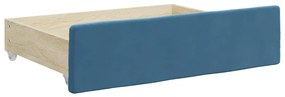 Gavetas de cama 2 pcs derivados de madeira e veludo azul