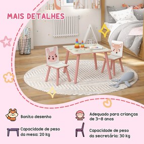 ZONEKIZ Conjunto de Mesa e Cadeiras para Crianças de 3 Peças Mesa Infa