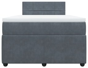 Cama boxspring com colchão 120x200 cm veludo cinzento-escuro