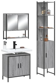 vidaXL 3 pcs Conjunto móveis casa de banho madeira proc. cinza sonoma