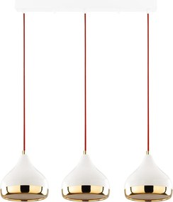 Candeeiro de Teto Yildo - Branco, Vermelho, Dourado - 67 x 17 cm