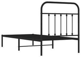 Estrutura de cama com cabeceira 90x200 cm metal preto