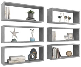 Prateleiras parede forma de cubo 6pcs 60x15x23 cm cinza cimento