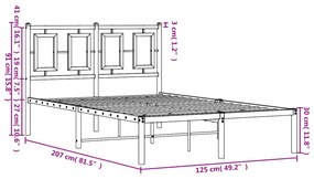 Estrutura de cama com cabeceira 120x200 cm metal branco