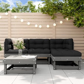 vidaXL 5 pcs conj. lounge de jardim madeira de pinho maciça cinzento