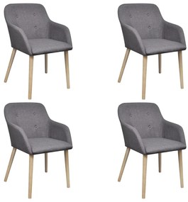 Cadeiras jantar 4 pcs tecido cinzento-claro e carvalho maciço
