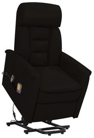 vidaXL Poltrona elevatória de massagens tecido de microfibra preto