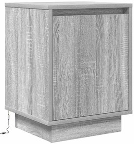 Mesas cabeceira c/ luzes LED 2 pcs 38x34x50 cm cinzento-sonoma