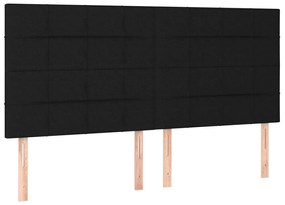 Cabeceira de cama c/ luzes LED tecido 200x5x118/128 cm preto