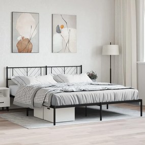 Estrutura de cama com cabeceira 200x200 cm metal preto