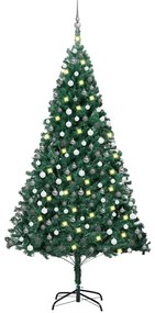 vidaXL Árvore Natal artificial pré-iluminada c/ bolas 240 cm verde