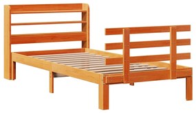 Estrutura cama c/ cabeceira 75x190 cm pinho maciço castanho-mel
