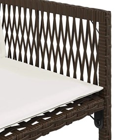 Cadeiras de jardim com almofadões 4 pcs vime PE castanho