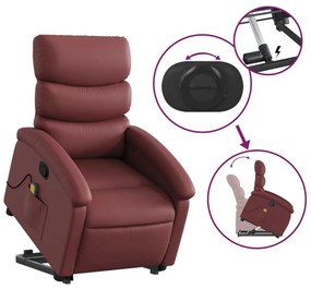 Poltrona massagens reclinável couro artificial vermelho tinto