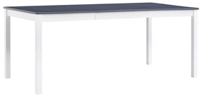 Mesa de jantar 180x90x73 cm madeira de pinho branco e cinzento