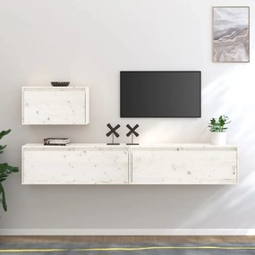 vidaXL Móveis de TV 3 pcs madeira de pinho maciça branco