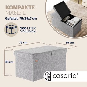 Banco dobrável com espaço de arrumação 80 x 40 x 40 cm Cinzento