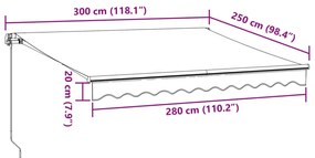 Toldo retrátil automático 300x250 cm bordô