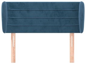 Cabeceira de cama c/ abas veludo 103x23x78/88cm azul-escuro