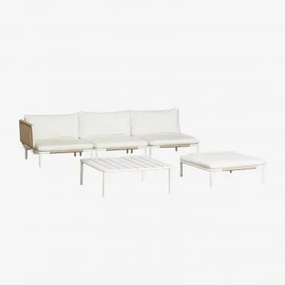 Sofá De Jardim Modular De Canto De 3 Peças, Pufe E Mesa De Centro Roubly Beige De Amêndoa - Sklum