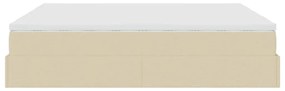 Estrutura de cama otomana com colchões tecido creme 200x200cm
