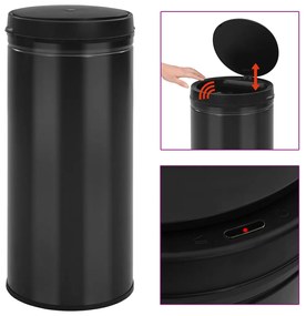 322703 vidaXL Caixote do lixo com sensor automático 80 L aço carbono preto